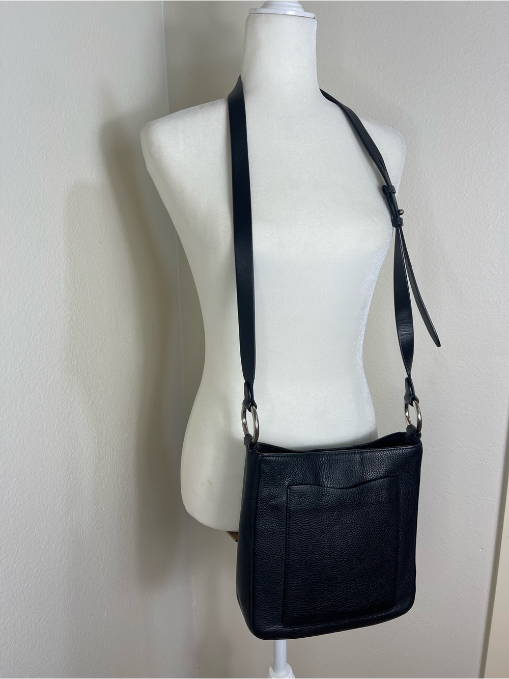 Rebecca Minkoff Black Pebbled Leather Jody Feed Bag Crossbody